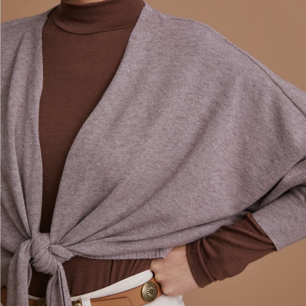 Anthropologie Cropped Tie-Front Kimono Cardigan - Picture 2 of 5